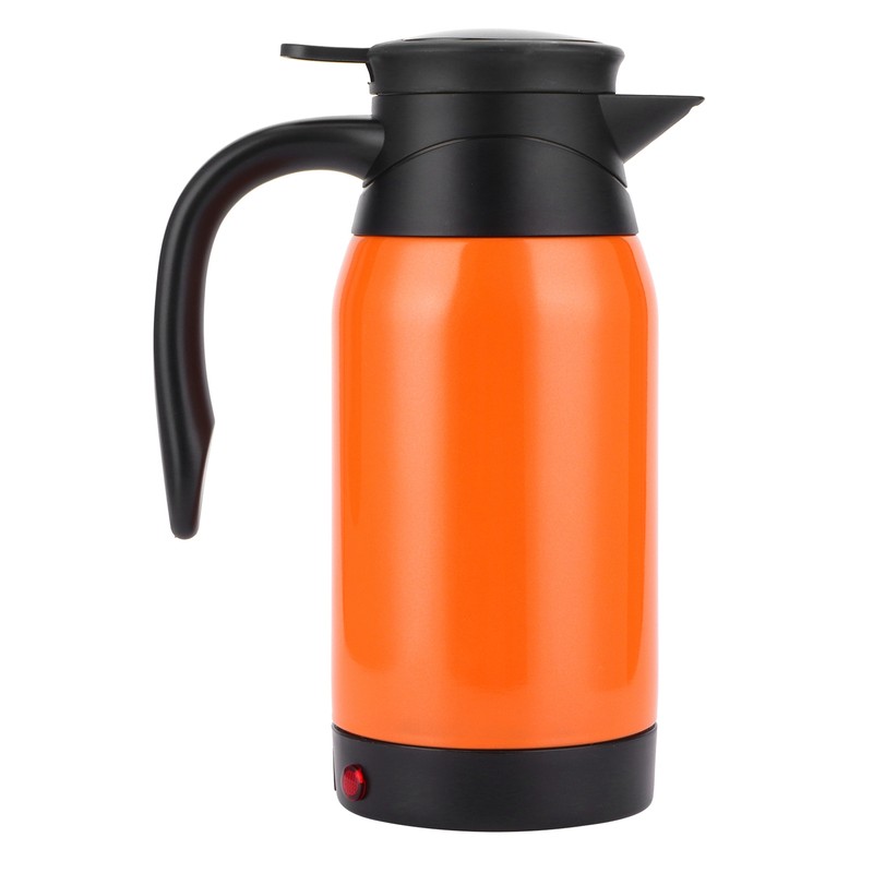 Orange Car Electric Kettle Temperature Display Car Boiling Cup Travel