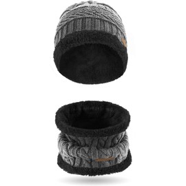 normani Winter Set Consisting of Hat and Scarf with Sheep's Wool Colour Kebili/Grey