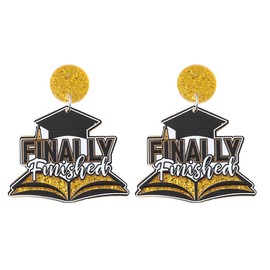 Graduation Earrings for Women Shiny Graduation Cap Charm Dangle Earrings Statement Letter Congrats Grad Friendship Jewelry Inspirational Gifts-Style A