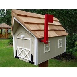 Amish Homemade Handmade Handcrafted Rural Mailbox Almond/White Trim