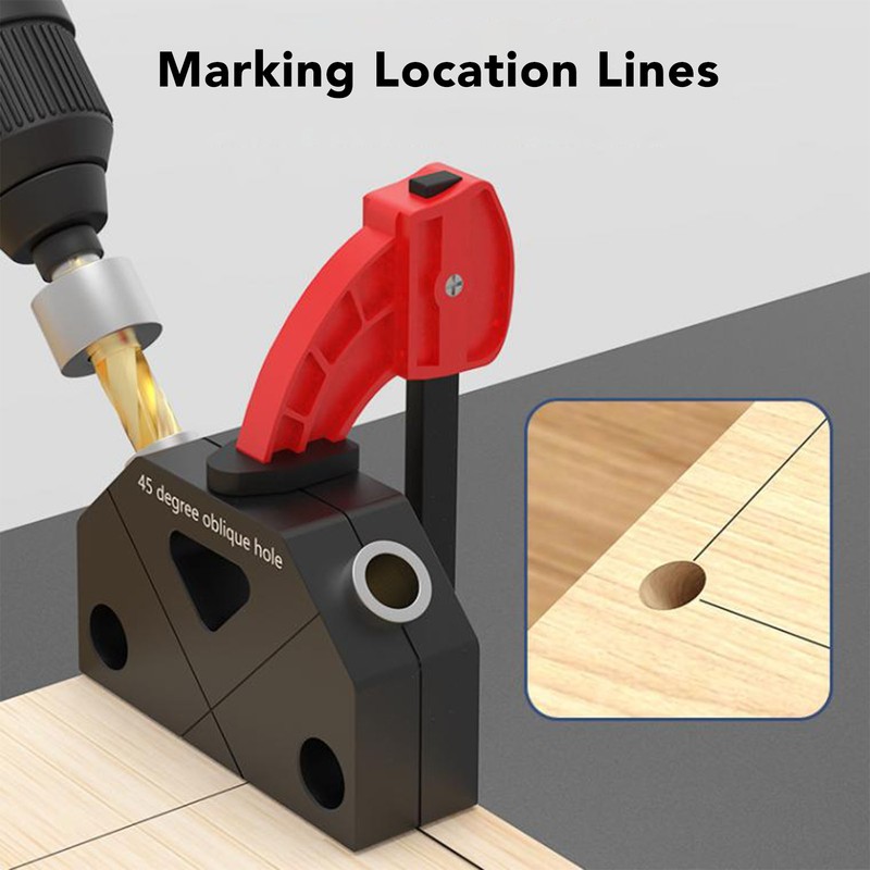 Woodworking Inclined Hole Fixture Black Aluminum Alloy 45 Degree Angle