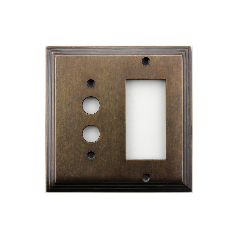 Classic Accents Deco Aged Antique Brass 2 Gang Wall Plate