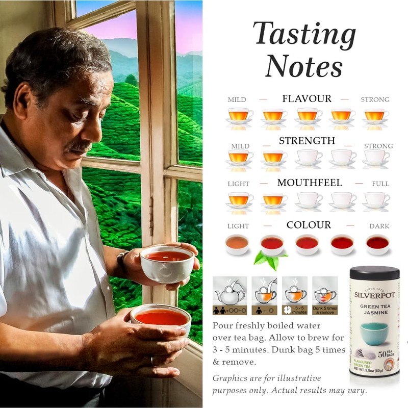 Silverpot Green Tea with Jasmine - 50 Round Tea Bags