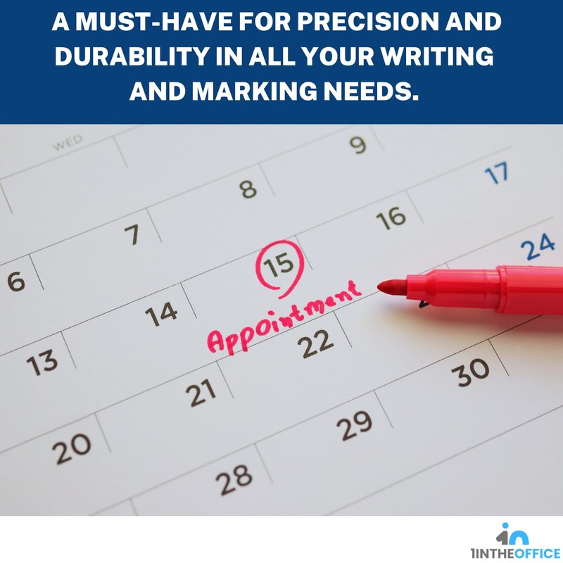 1InTheOffice Red Markers, Permanent Markers Fine Point, Fine Tip Permanent