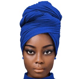 JYLZWXZC Royal Blue African Head Wraps for Women Tie for Sleeping Solid Turban Stretch Headband
