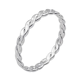 Silverly Sterling Silver Braided Ring - 925 Solid Silver Stacking Rings for Women - Minimalist Woven Band - Stackable Braid Design - Luxury Gift for Daughter - Simple Boho Jewellery With Knotwork