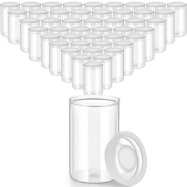 JOVITEC 100 Pieces Plastic Film Canister Holder 35 mm Empty Camera Reel Containers Storage Containers Case with Lids for Small Accessories Fish Hook Film Beads (Clear)