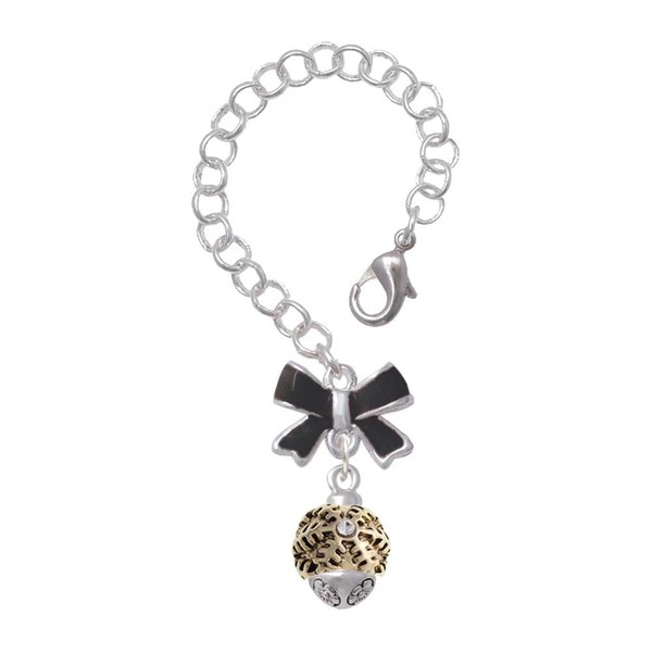 Delight Jewelry Goldtone Snowflake with Crystal Spinner - Black Bow