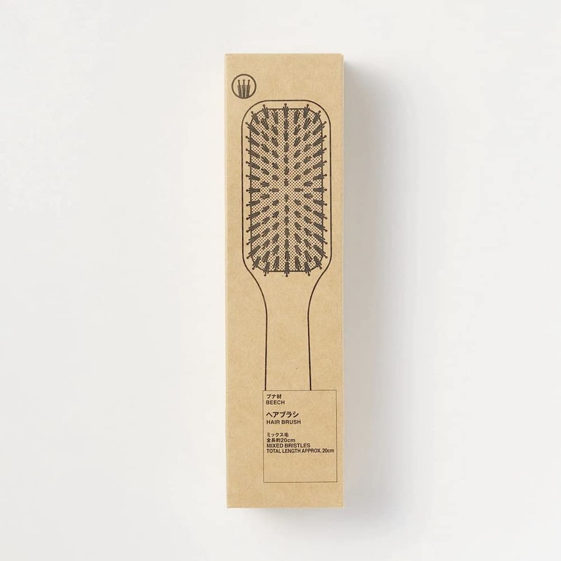 Muji 82575163 Beech Wood Hair Brush, Total Length 7.9 inches