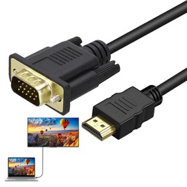 HDMI to VGA Adapter, 1 Psc HDMI to VGA Cable, HDMI Cable to VGA Cable 6 Feet, Output to Input Converter Cord Male to Male for Computer, Desktop, Laptop, PC, Monitor, Projector, HDTV