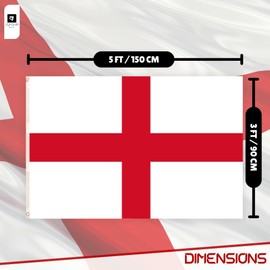 AKH® England Flag 5ft x 3ft Polyester | Double Stitched Seam with Metal Eyelets | Durable St George’s Cross Flag for Indoor & Outdoor Use, Wall Hanging, Garden, and Event Decoration