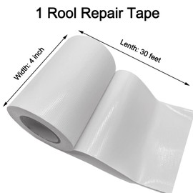 Autrends White Repair Tape, 4 Inch x 30 Feet Tent RV Awning Strong Adhesive Waterproof Tarp Repair kit for Indoor/Outdoor Use, RV, Boat Etc.