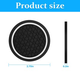Mandark 2PCS Car Cup Holder Coasters, 2.75 Inch Non-Slip Insert Water Bottle Holder Pads, Dustproof Automotive Interior Accessories Mat, Universal for Vehicles, Trucks, RVs and More(Black/White)