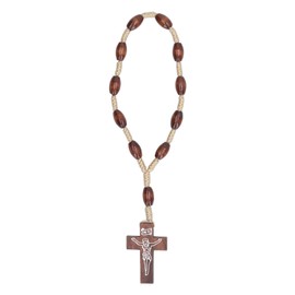 Wooden Rosary Small Portable Strong Wood Crucifix Style Hand Carved Catholic Rosary for Baptism Cathedral