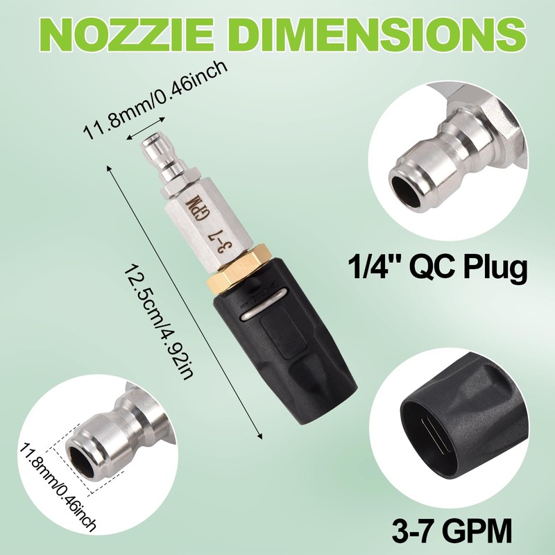 Ciunura Adjustable Downstream Soft Wash Nozzle, Shooter Tip M5 Long