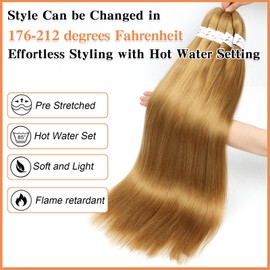 Honey Blonde Braiding Hair, 26 Inch 8 Pack Pre Stretched Braiding Hair For Women Hair, Prestretched Braiding Hair For Knotless Braid, Soft Yaki Synthetic Hair For Crochet Braids(26in,8bundle,27#)