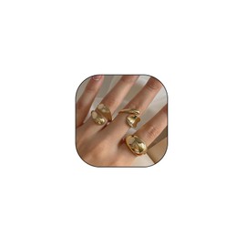 FUTIMELY Chunky Gold Plated Stackable Knuckle Ring Set for Women Irregular Geometric Wide Thick Metal Finger Open Rings Adjustable Rings Jewelry Gifts (Open)