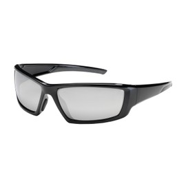 Sunburst 250-47-0005 Full Frame Safety Glasses with Black Frame, Silver Mirror Plus Lens and Anti-Scratch/Anti-Reflective Coating