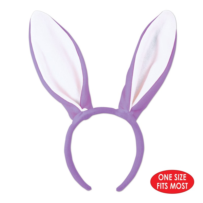 Beistle Soft-Touch Bunny Ears Lavender & White