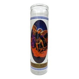 Generic St. Michael Archangel (San Miguel Arcangel) White 8"" Tall Candle