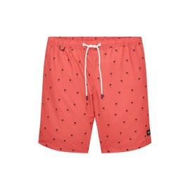 TOM TAILOR Men's Swim Shorts with Pattern, 31479 - Soft Berry Red Palm Design