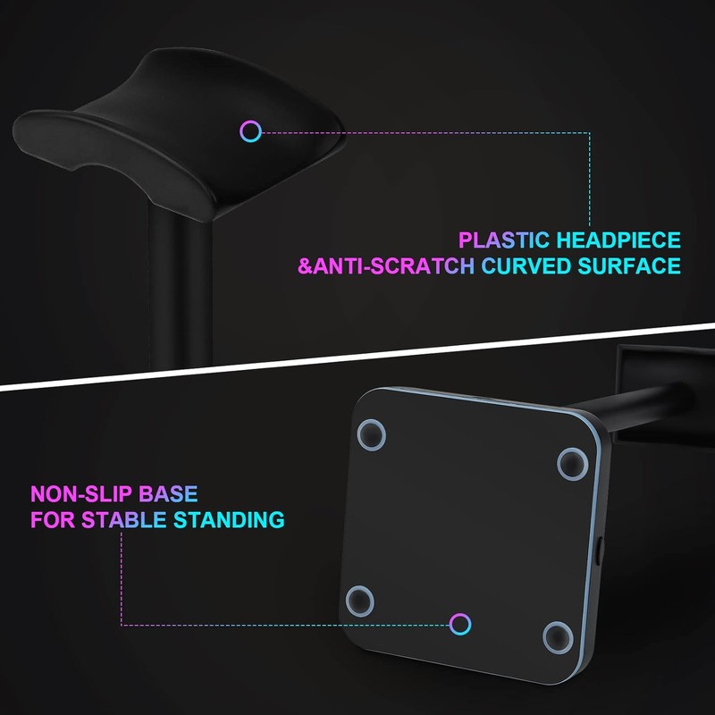 Headphone Stand with Wireless Charger Gaming Headset Holder 2 IN