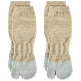 GUNZE WASHIITO Socks, Washi Yarn, Soft Mouth, Left & Right Knitting, 2 Crotch Socks, Same Color, 2 Pairs Set, honey-beiges