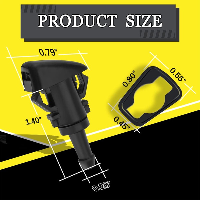 2 PCS Front Windshield Washer Nozzles, Washer Spray Jet Kit