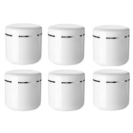 6 Pack Plastic Empty Cosmetic Containers with Lid, Portable 8 Oz 250ml Refillable Make-up Face Cream Jars Case for Body Scrub Mask Lotion Storage Pot (White)