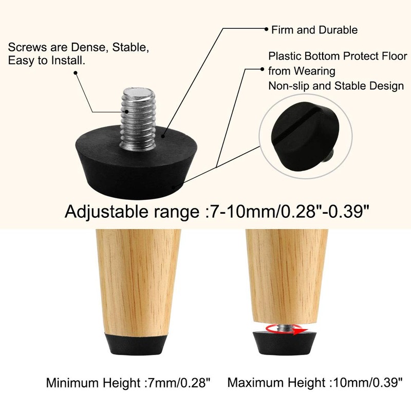 uxcell M6 x 10 x 20mm Furniture Glide Leveling Feet