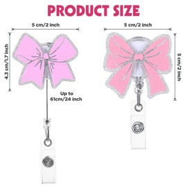 Pink Bow Badge Reel 3 Pcs Retractable Nurse Badge Reels Cute Badges Holder Funny ID Name Card Clip Holder Accessories for Office Worker Teacher Student Medical Assistant Volunteer Gifts
