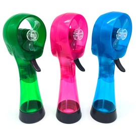 ATBOTP Water Misting Fan Portable Handheld Spray Fans Battery Operated for Outdoor Cooling- Set of 3 (Sky Blue/Green/Pink)