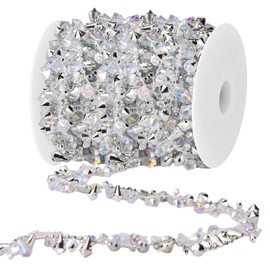 Guirnalda de árbol de Navidad de 16 pies con abalorio de vidrio para árbol de Navidad, transparente, iridiscente, grande, con doble giro, para invierno, decoraciones de árbol Xmax y decoración del