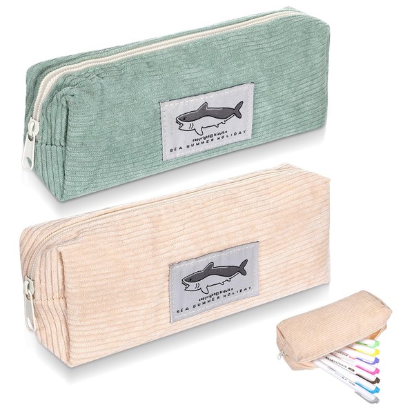 JIYIN Pack of 2 Pencil Case, Canvas Pencil Bag, Cute
