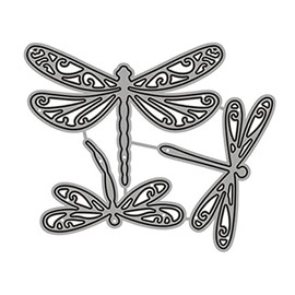 3 Pcs Dragonfly Metal Cutting Dies,Christmas Flowers Die Cuts,DIY Scrapbooking Artist Cutting Dies Stencil Template Molds for DIY Card Making Embossing Photo Decorative (9.3x7.7cm)