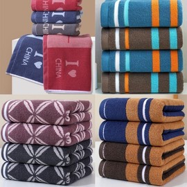 Bulk Pack of 10 Factory 100% Cotton Adult Towels for Men - Thick, Premium, Antibacterial 34x75cm/Elegant Check [Coffee Brown] 10ea