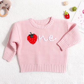 Bemawe First Birthday Outfit Girl Sweet One Birthday Outfit 1st Strawberry Dress Girl Shortcake Baby Clothes AU-One-PinkCaomei