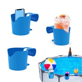 WISIRENT Pool Drink Holder, 3 Pieces, Pool Accessories, Pool Cup Holder, Multifunctional Pool Accessories, Blue Plastic Drink Holder for the Pool for Drinks, Mobile Phones, Keys, Wallets