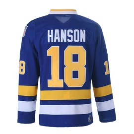 Youth Hanson Brothers Charlestown Chiefs 16 Jack 17 Steve 18 Jeff Slap Shot Movie Ice Hockey Jersey (18 Blue, Small)