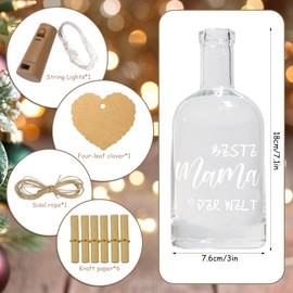LED Bottle Light, LED Night Light, Illuminated Lucky Light, Cork Stopper, Illuminated Bottle, Decorative Bottles, Bottle Light, Saying Best Mum in the World, Birthday Christmas Gift for Mum