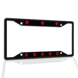 Fastasticdeals Metal Insert License Plate Frame Albanian Eagle Weatherproof Car Accessories Black 4 Holes Solid Insert
