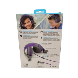 JLab Audio JBuddies Studio Over-Ear Folding Purple Kids Wired Headphones - New