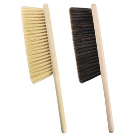 Zimoer Pack of 2 Hand Brush, Hand Sweep, Dust Brush, Soft Brush with Wooden Handle, Cleaning Brush, Suitable for Beds, Sofas, Furniture, Clothes and Whisks, Car, Holes on the Broom Handle for Hanging