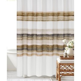 Ombre Stripe Shower Curtain, Oil Painting Abstract Farmhouse Shower Curtain, Decorative Shower Curtains for Bathroom, Waterproof & Washable (72x84 inch, Brown Ombre)
