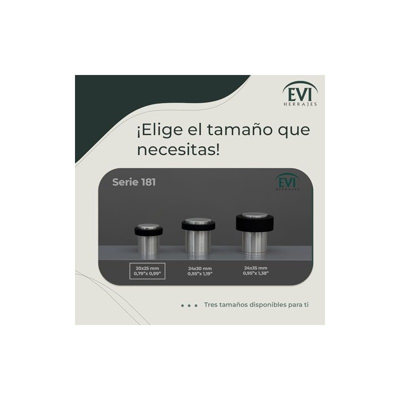 Evi Herrajes, Tope de puerta con base roscada in acero
