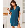 Ekouaer Women Nightgown Cotton Pajama Shirt Dress Above Knee Loungewear