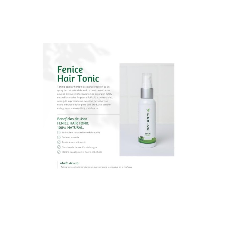 Fenice Tónico Capilar Antícaída, Estimula Crecimiento del Cabello, Natural, 60