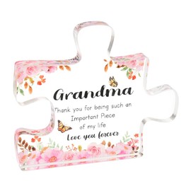Grandma Acrylic Puzzle Piece Paperweight for Women Grandmother Birthday Gifts from Granddaughter Grandson and Grandma Birthday Gifts for Nanny Granny Gifts for Gigi Mimi Gift