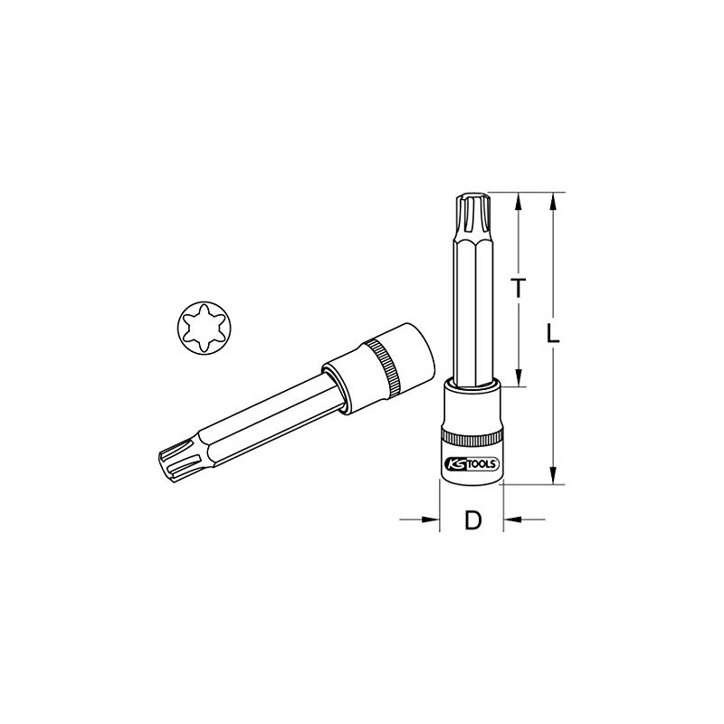 KS Tools 9181814 Chrome Plus Bit Socket Ribe, M13, 1/2