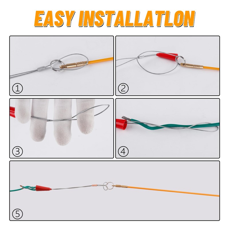KOOTANS 11FT Fiberglass Running Electrical Wire Cable Glow Rods Wire